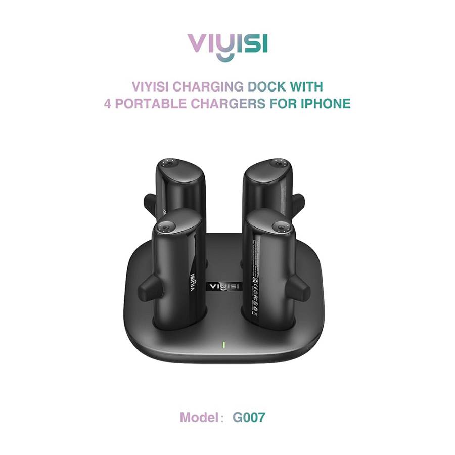 Viyisi G007C Magnetic Charging Station With 4 X Powerbank / Portable Charging Batteries With Built-in Type-c - 4 X 5000mah - 20w 5000mAh Black