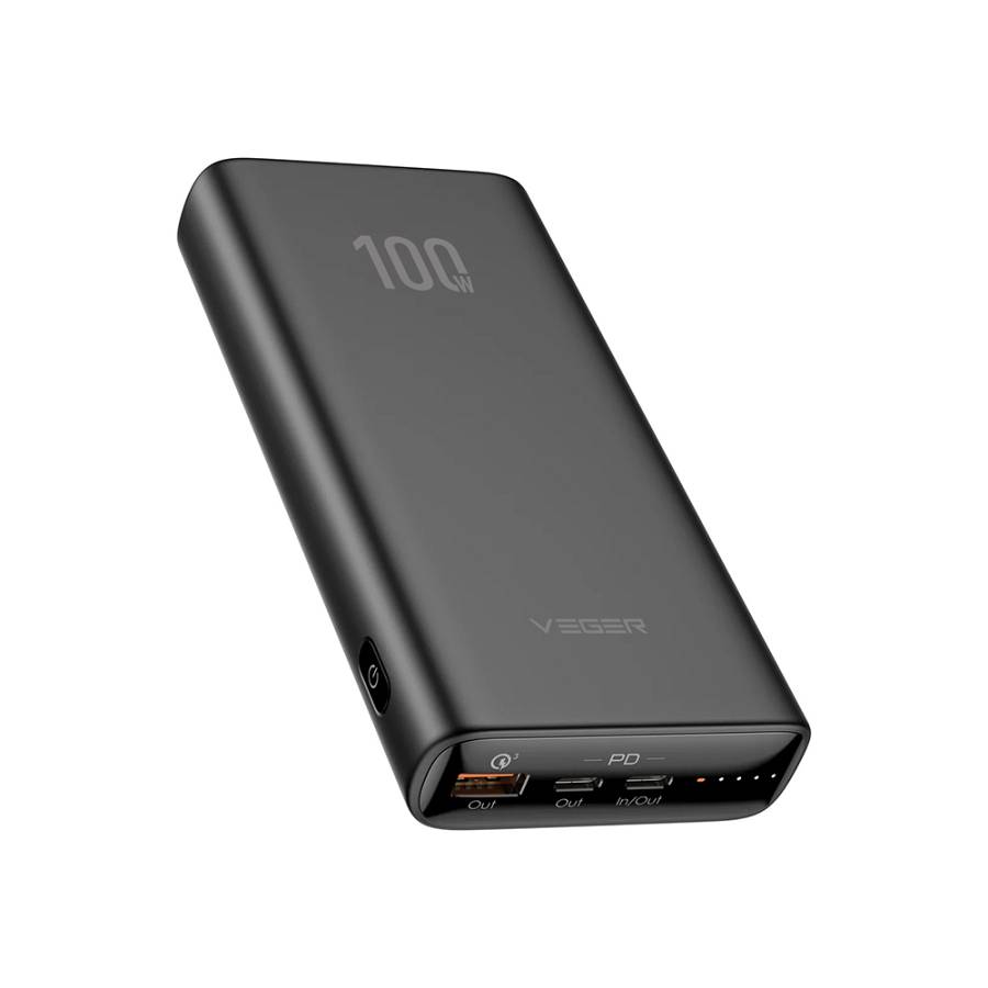 Veger T100 Power Bank 20000mAh 100W με Θύρα USB-A και 2 Θύρες USB-C Power Delivery Μαύρο