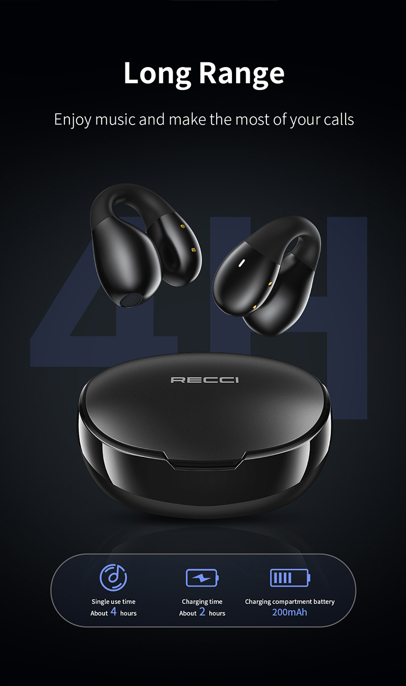 Recci REP-W66 Dynamic In-ear Bluetooth Handsfree Earphones with Charging Case Black