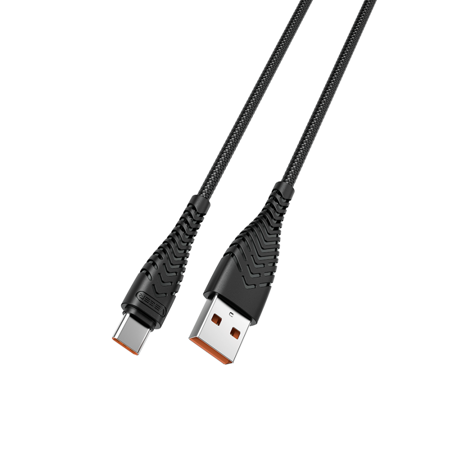 Veger V104 Braided USB 2.0 Cable USB-C male - USB-A male Μαύρο 1.2m