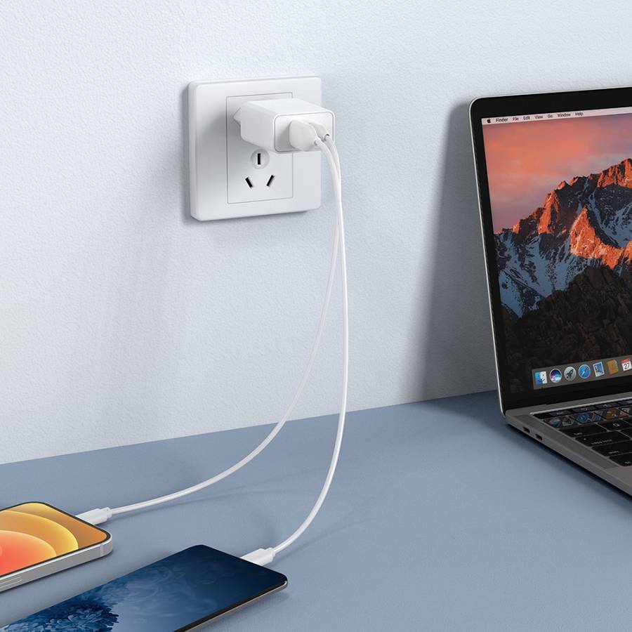 Veger Φορτιστής Χωρίς Καλώδιο με Θύρα USB-A και Θύρα USB-C 20W Power Delivery / Quick Charge 3.0 Λευκός