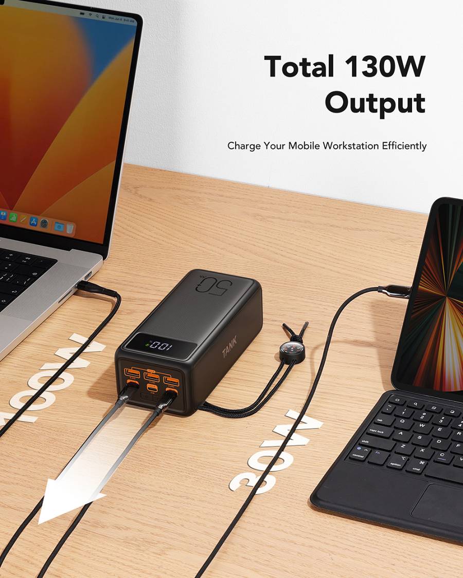 Veger VP5001C Tank Boost Power Bank 56000mAh 100W with 3 USB-A Ports and 2 USB-C Ports Power Delivery Black