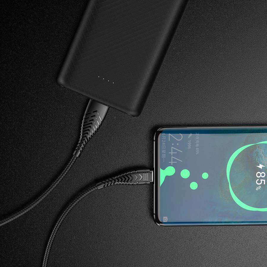 Veger V104 Braided USB 2.0 Cable USB-C male - USB-A male Μαύρο 1.2m