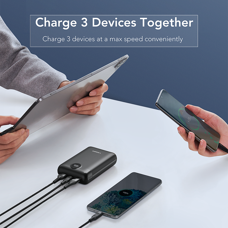 Veger S20 Power Bank 20000mAh 20W με 2 Θύρες USB-A και Θύρα USB-C Power Delivery / Quick Charge 3.0 Μαύρο