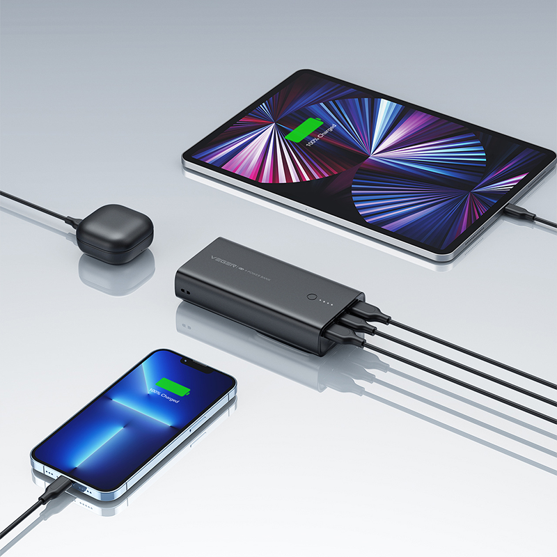 Veger ACE100 Power Bank 10000mAh 20W με 2 Θύρες USB-A και Θύρα USB-C Power Delivery / Quick Charge 3.0 Μαύρο