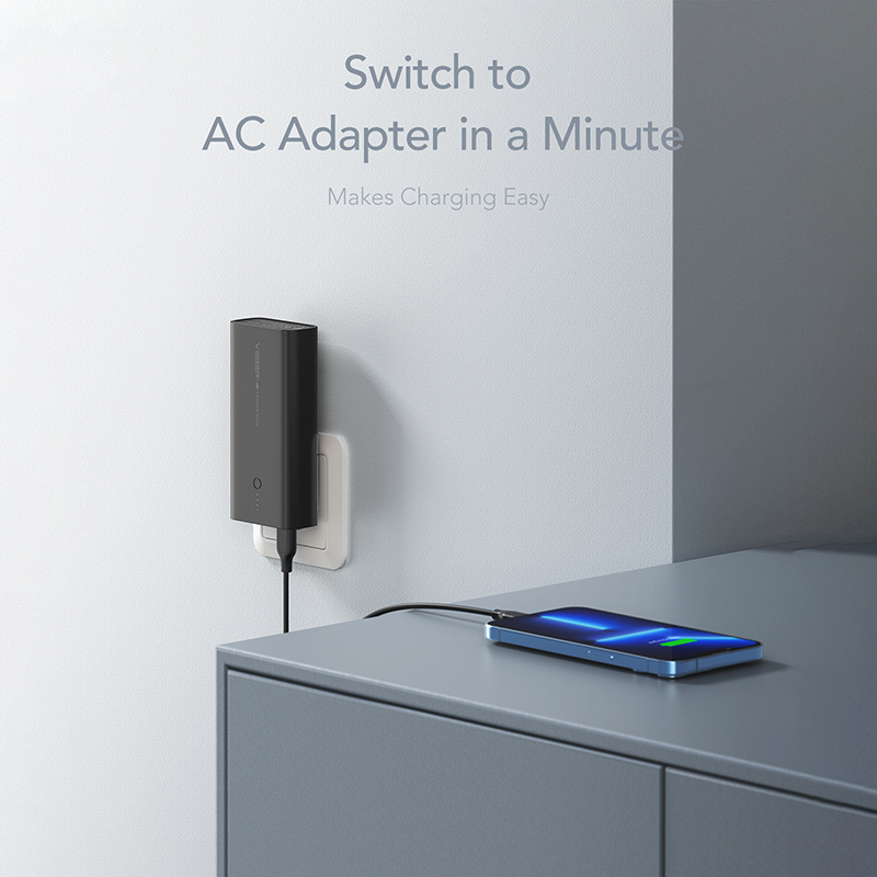 Veger ACE100 Power Bank 10000mAh 20W με 2 Θύρες USB-A και Θύρα USB-C Power Delivery / Quick Charge 3.0 Μαύρο
