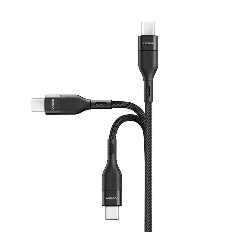 Veger CC01 - Braided USB 2.0  60W Cable USB-C male - USB-C male Μαύρο 1.2m