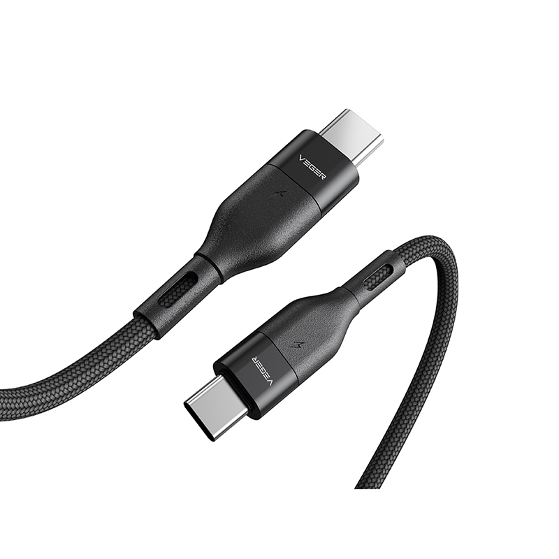 Veger CC01 - Braided USB 2.0  60W Cable USB-C male - USB-C male Μαύρο 1.2m