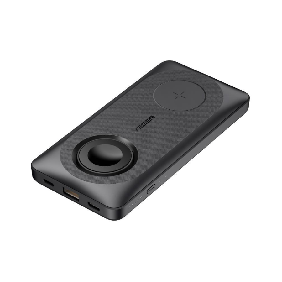 Veger W1156 MagMulti Wireless MagSafe Power Bank 10000mAh 15W with USB-A Port and USB-C Port Black