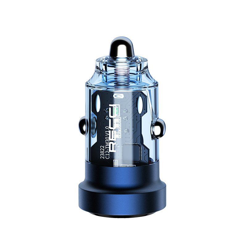 RECCI RCC-N17 33W PD33W+18W TRANSPARENT CAR CHARGER - BLUE