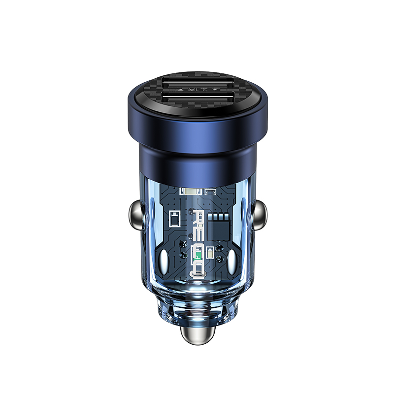 RECCI RCC-N16 15.5W DUAL PORTS TRANSPARENT CAR CHARGER - BLUE
