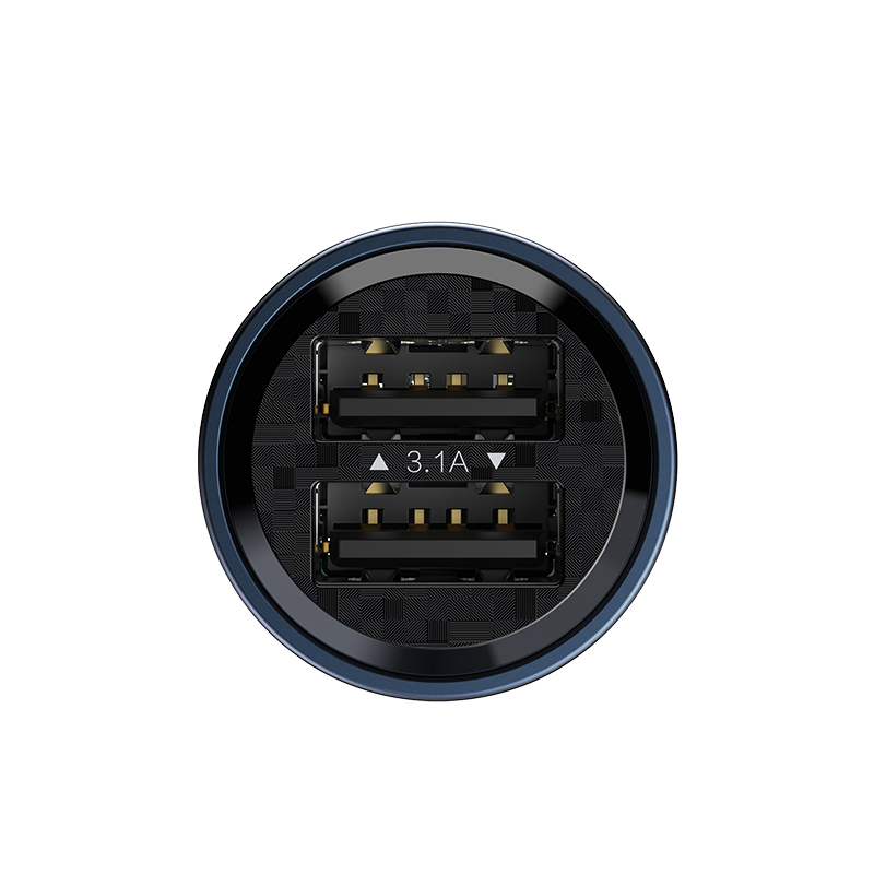 RECCI RCC-N16 15.5W DUAL PORTS TRANSPARENT CAR CHARGER - BLUE