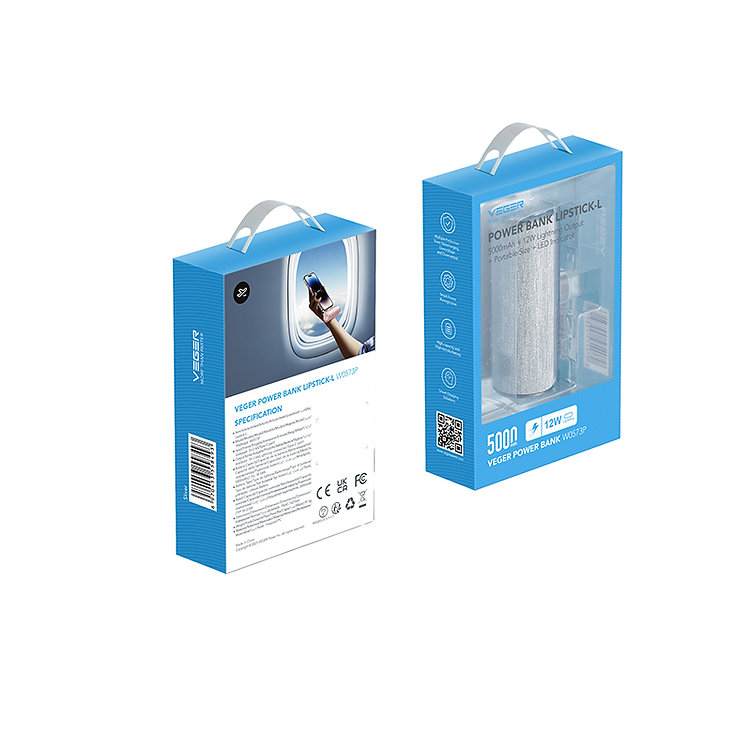 Veger W0573P Lipstick-Lightning Power Bank 5000mAh 12W