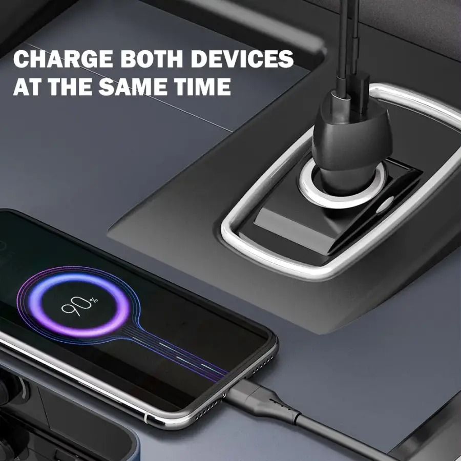 Veger CC50-1A1C Φορτιστής Αυτοκινήτου Fast Charge με Δυο Θύρες Υποδοχής 38W - BLACK