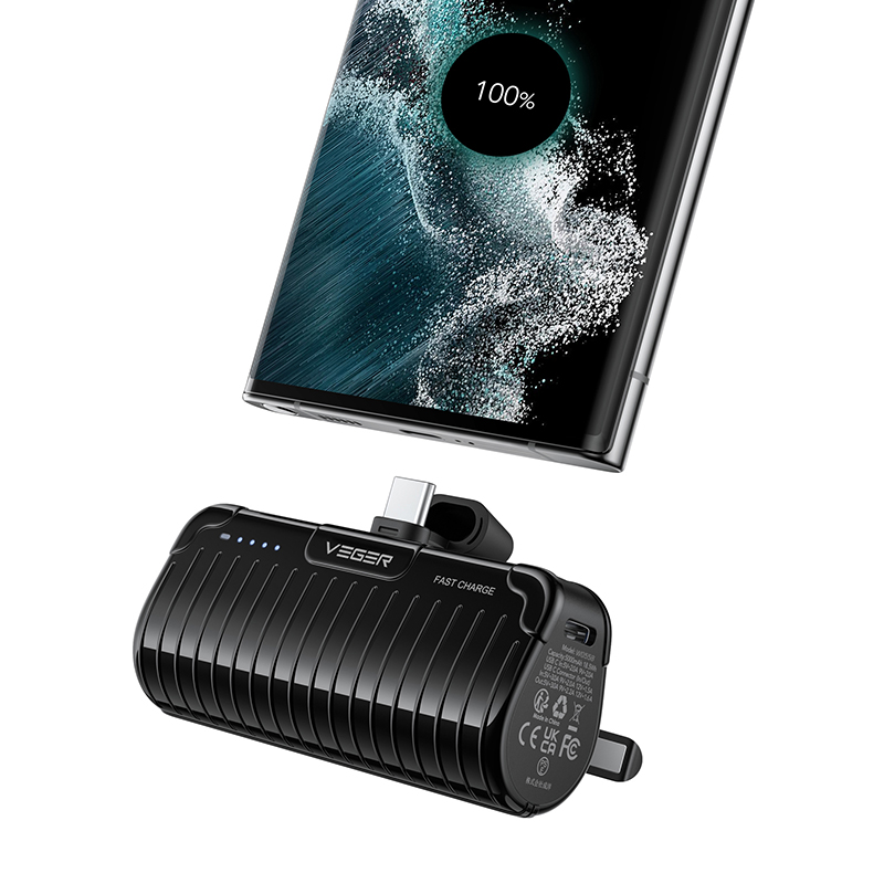 Veger W0558 Power Bank 5000mAh 20W με Θύρα USB-Type C Fast Charging Μαύρο
