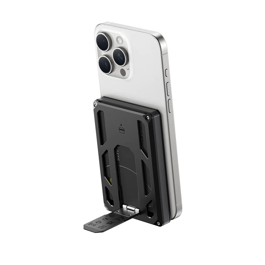 Veger X5 - 6-IN-1 | Wireless Powerbank | 5000mAh Fast Charging | Magnetic Wallet | Apple-certified Find My | 0-90° Adjustable Stand | Iconic Style