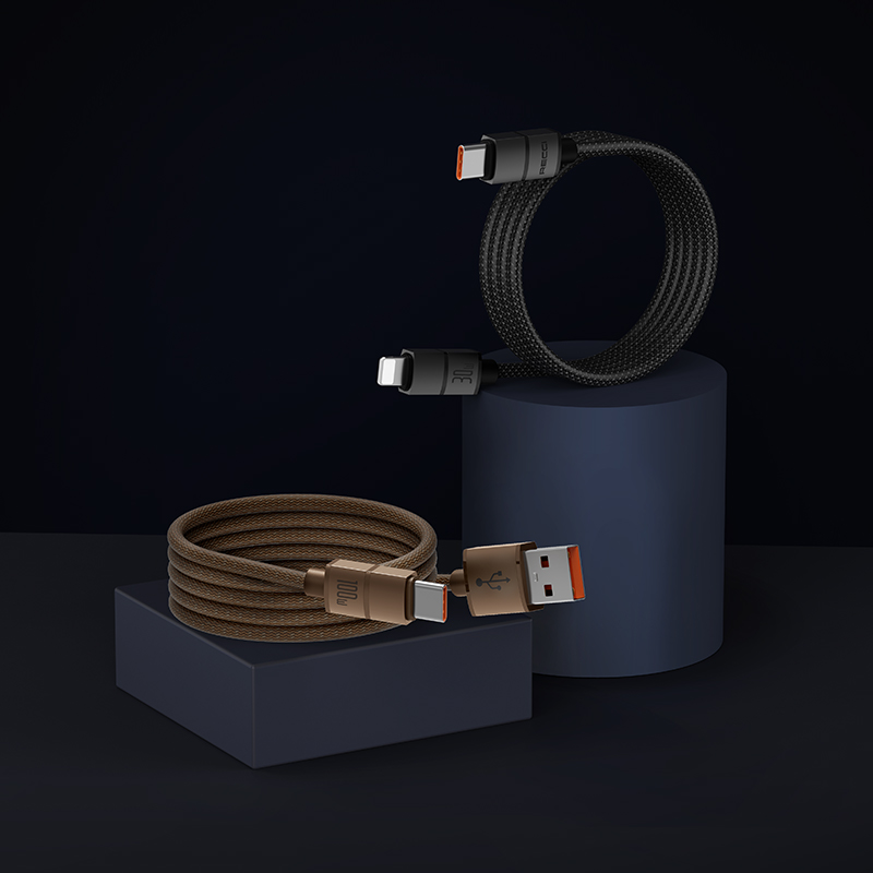 RECCI RS12CL - WARRIOR PD20W Type-C To Lightning Cable Braided Wire + Aluminum Alloy 2M - Black