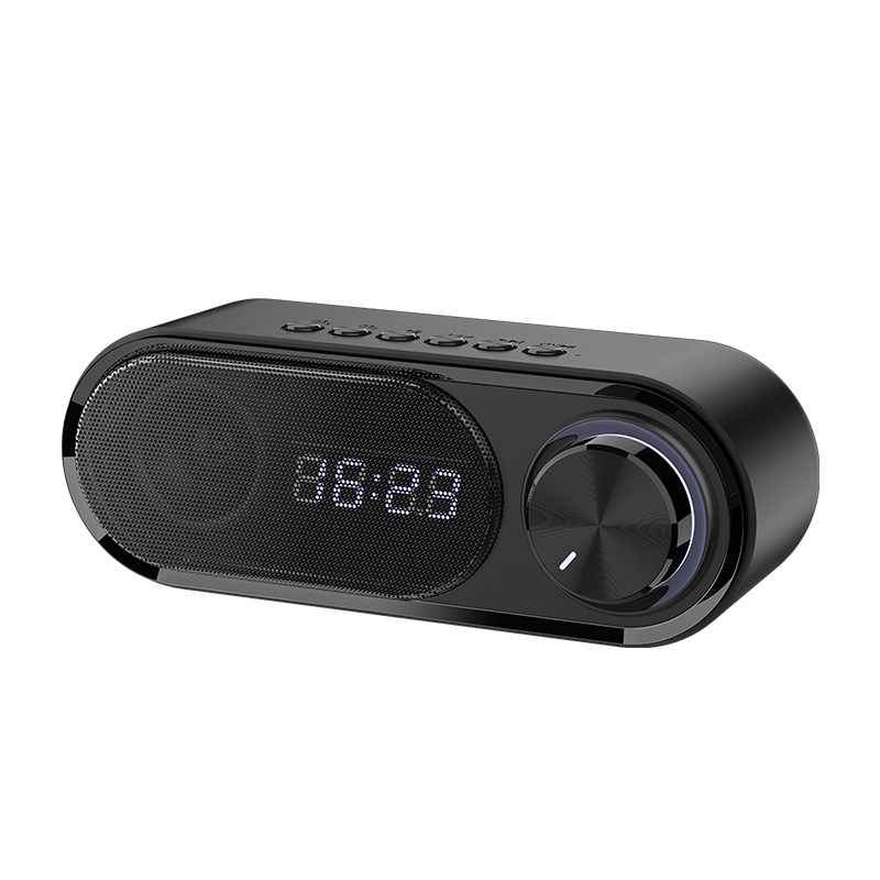 RECCI RSK-W41 -  Clock Wireless Speaker Double Alarm  Clock Function  Rotating Luminous Light - BLACK