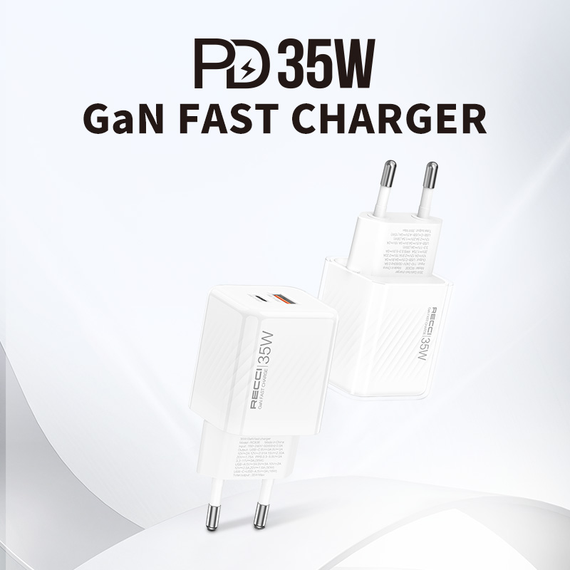 RECCI RC83E - 35WGaN Fast Charging USB-C + USB-A |QC3.0 - White