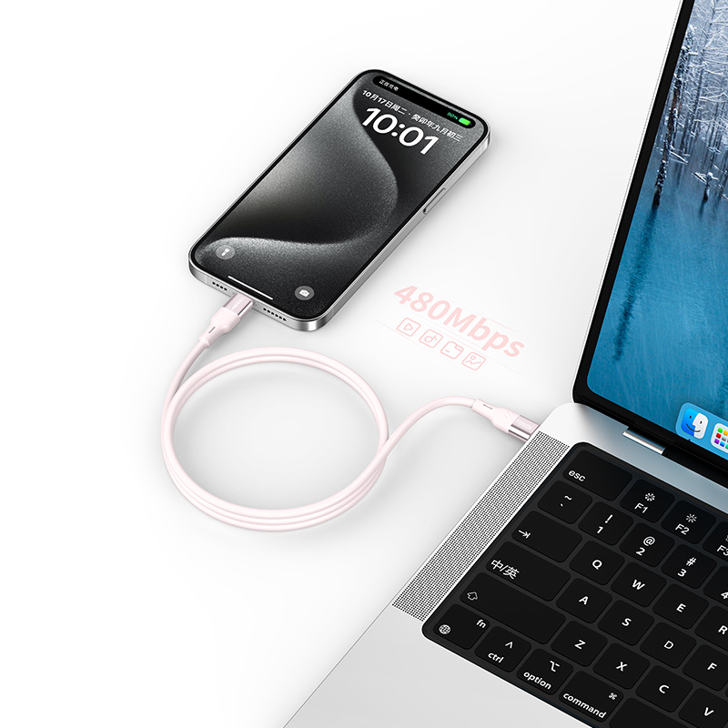 RECCI RS22CC - PD100W Fast Charging Silicone Data Cable C To C Hight Power Output 1.5M - White