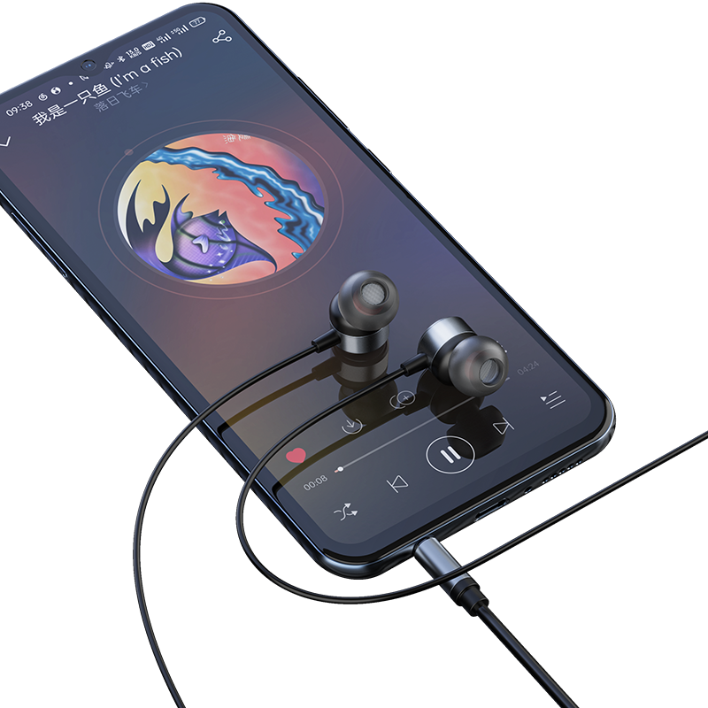 RECCI REP-L37 - Metal Wired Earphone In-ear Design 3.5MM- Silver Gray