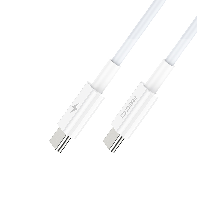 RECCI RC77ECC - 30WGaN Fast Charging USB-C Output Port + C TO C CABLE 100CM |QC3.0 - White