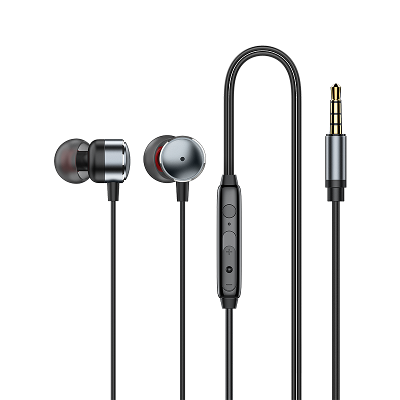 RECCI REP-L37 - Metal Wired Earphone In-ear Design 3.5MM- Silver Gray