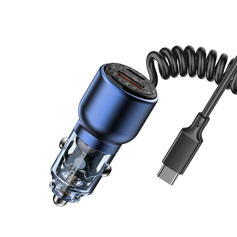 RECCI RCC-N22 - Car Charger Journey 110W PD 45 Fast Charging With TYPE C Cable - BLUE