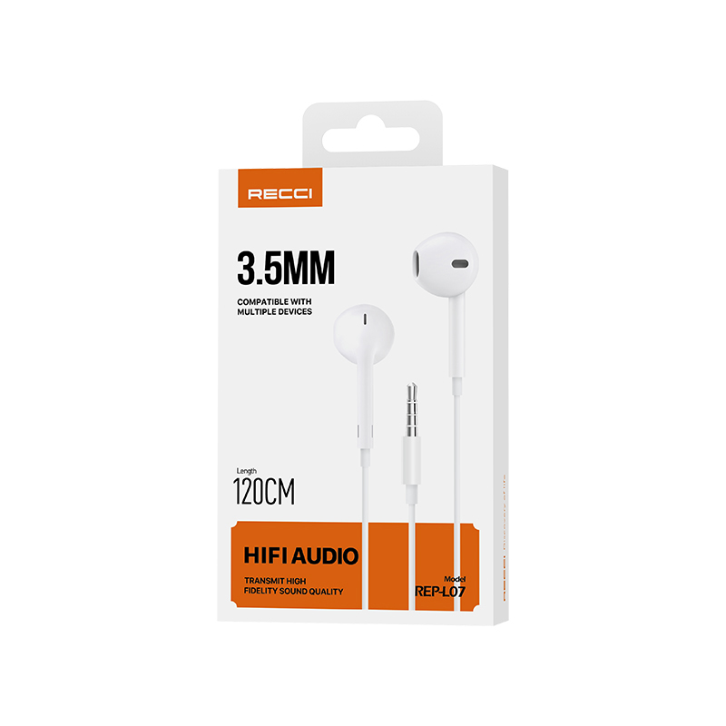 Recci Rep-l07 In-ear Handsfree Headphones with Connector 3.5mm White