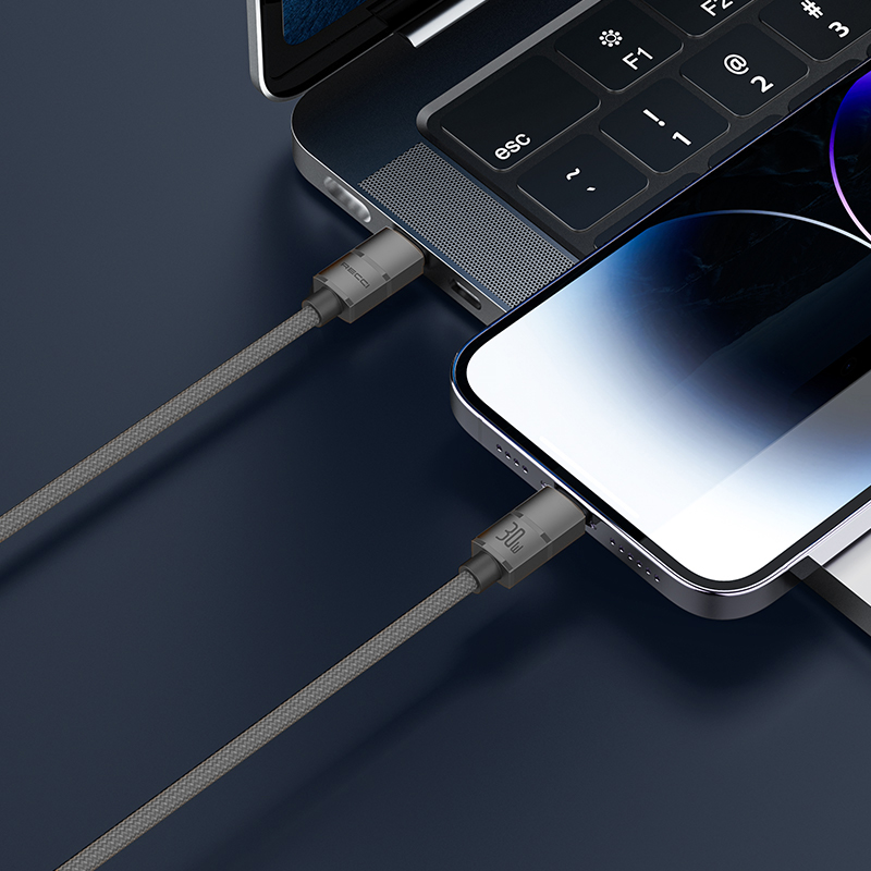 RECCI RS08CC - PD100W Fast Charging C To C Braided Wire + Aluminum Speed Data Cable 1.2M - Black