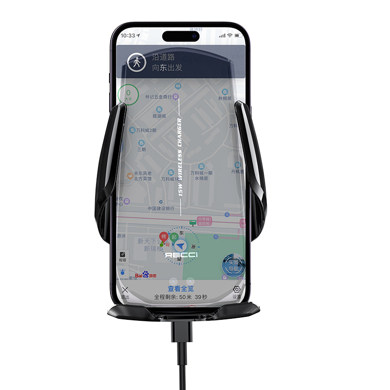RECCI RHO-C27 -  Wireless Charging Car Holder 15W - BLACK