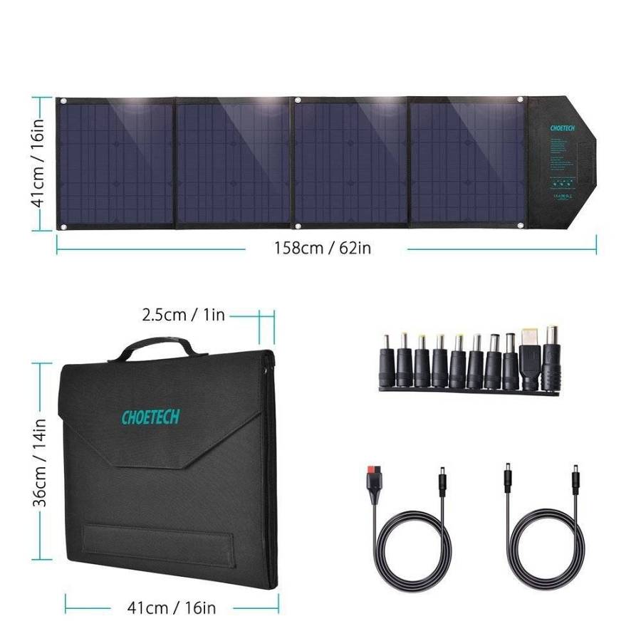 Choetech SC007 Foldable Solar Charger for Portable Devices 80W 18V with USB connection