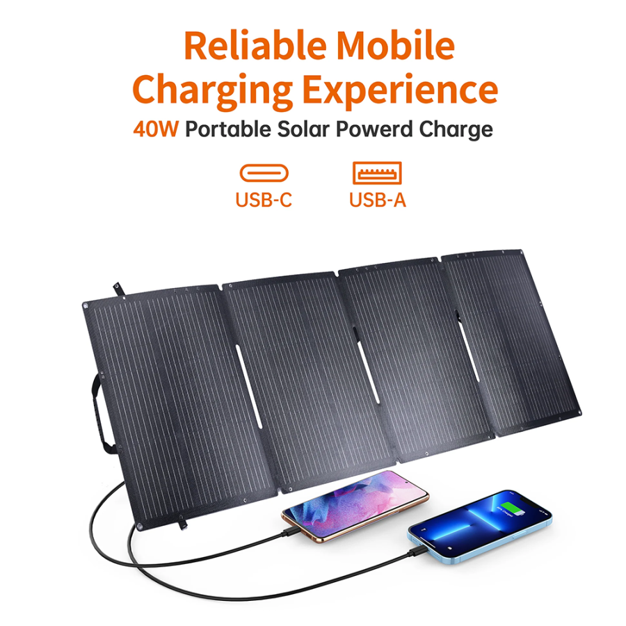 Choetech SC006 foldable solar charger 40W 1xUSB QC, 1xUSB-C PD (gray)