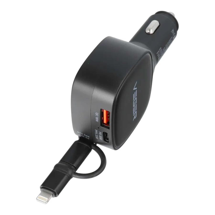 Veger CC89 Φορτιστής Αυτοκινήτου 84W Γρήγορης Φόρτισης με μία Θύρα: 1xType-C μαζί με Καλώδιο Lightning / Type-C Μαύρο Χρώμα