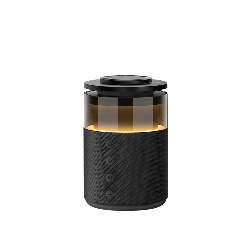 Recci RCW-51 Wireless Charging Stand with Ambient Lighting and Bluetooth Speaker-Black