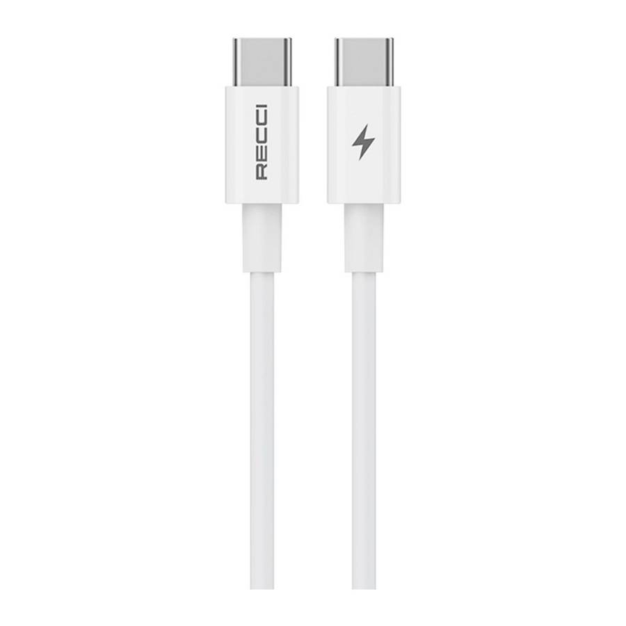 Recci RC108E Gan PD45W  Fast Charger With Type-C To Type-C Cable - White