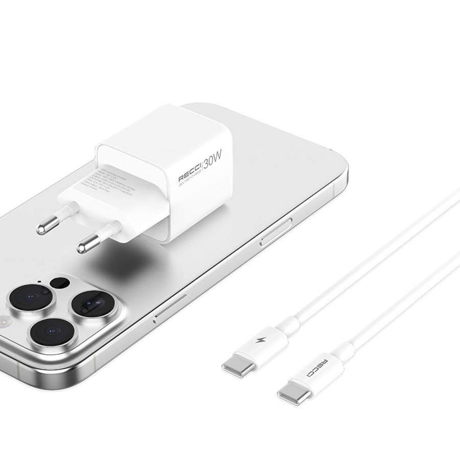 RECCI RC112E GaN PD30W USB-C Charger with Fast Charge Data Cable