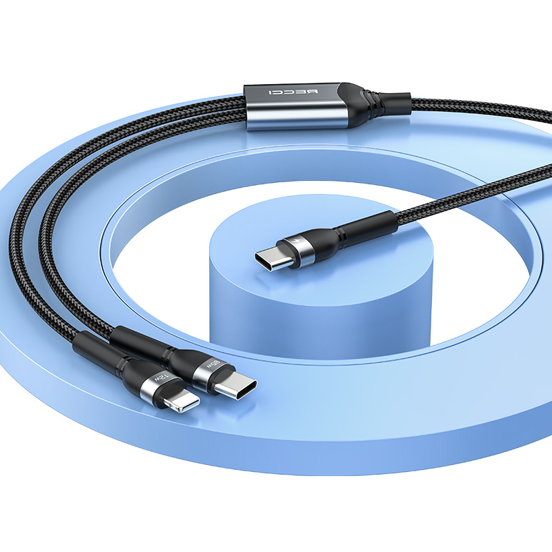Recci RTC-T16 Cable 2-in-1 USB-C & Lightning 1.2M - Black