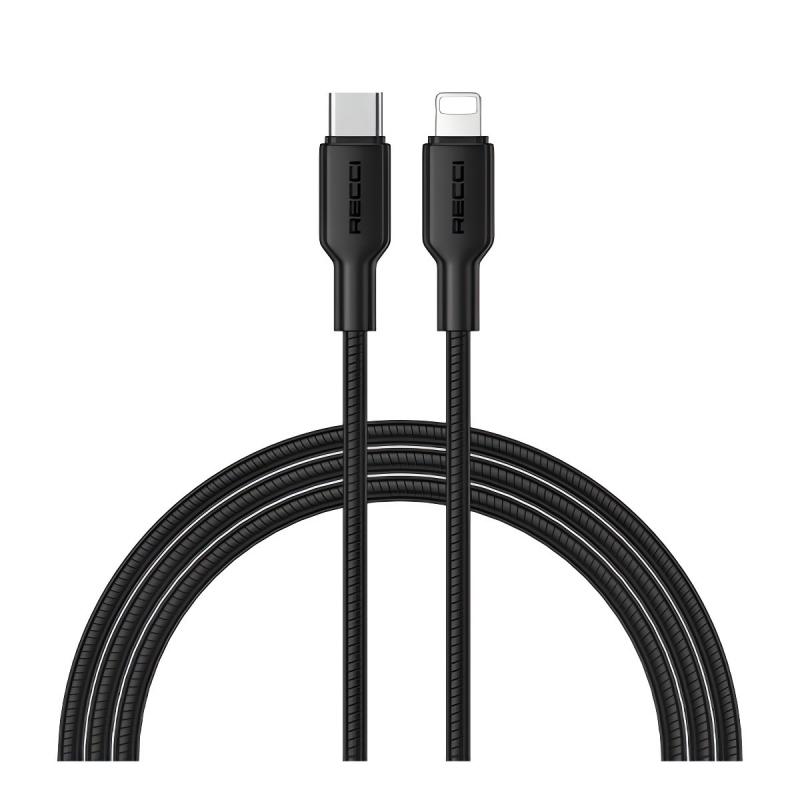 RECCI RS46CL - PD30W Fast Charging Type-C to Lightning Data Cable 1.2M - Black