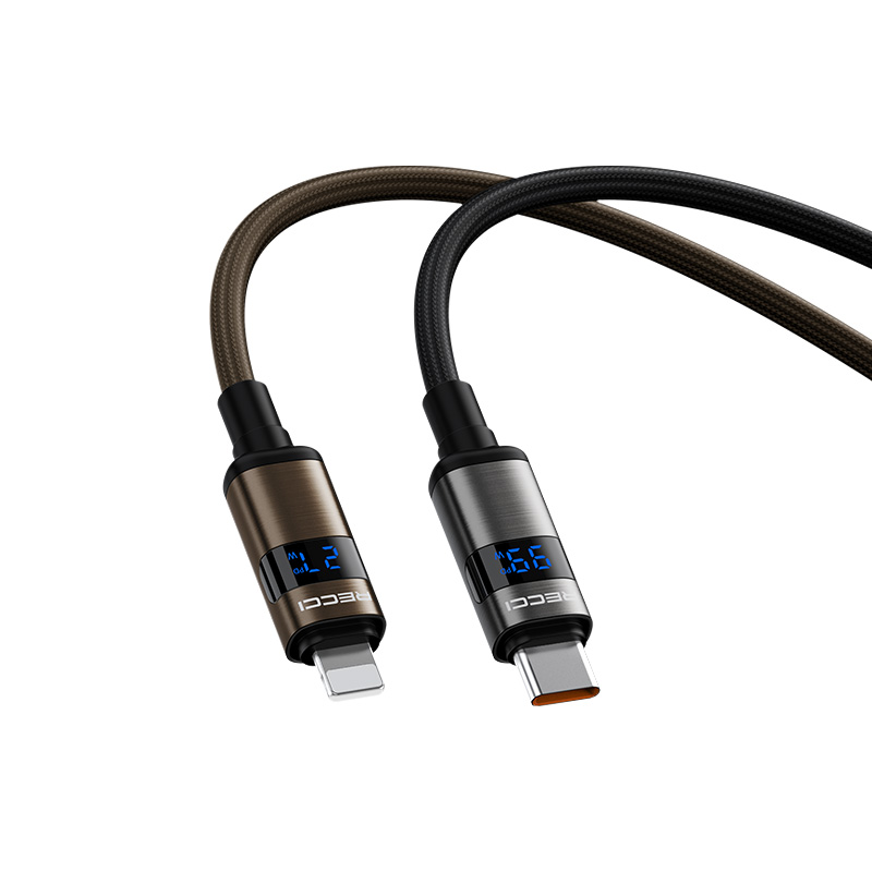 RECCI RS32CL - PD27W Fast Charging DATA Cable C To Lightning Real-Time Display Of Charging Power 1.5M - Black