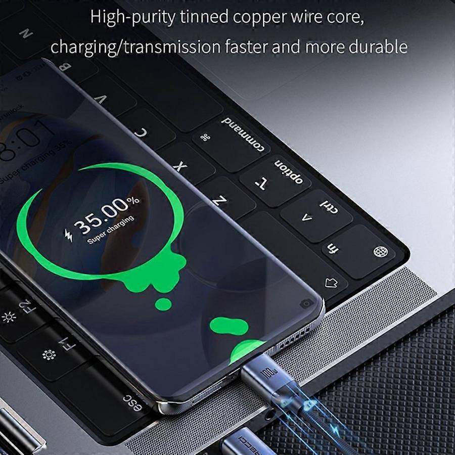 RECCI RS09CC - PD100W Type-C to Type-C Cable Braided Fast Charging Data Cord 120cm