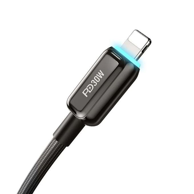 RECCI RS42CL - PD30W Lamp Sisplay Fast Charging Type-C to Lightning Data Cable 1.5M - Black