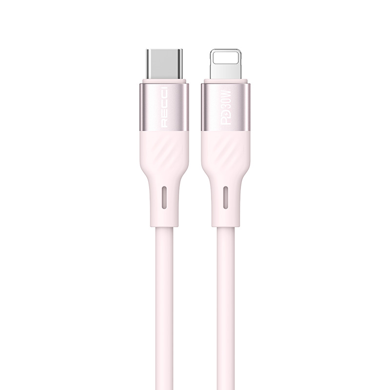 RECCI RS22CL - PD27W Fast Charging Excellence Silicone C To Lightning  Data Cable 1.5M - Pink