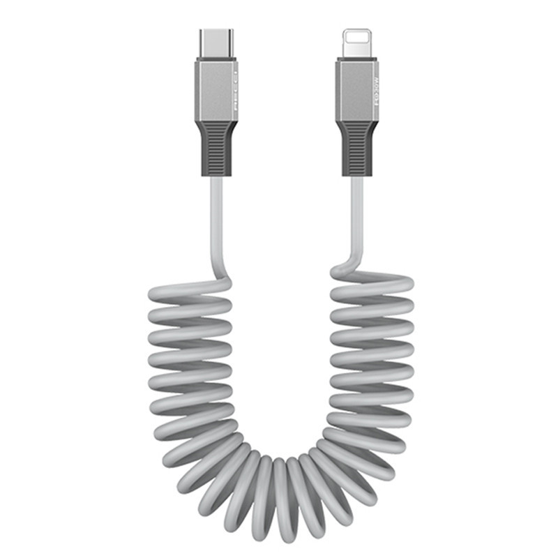 Recci RS25CL PD 27w Stretch USB C to Lightning  180cm Cable Silver