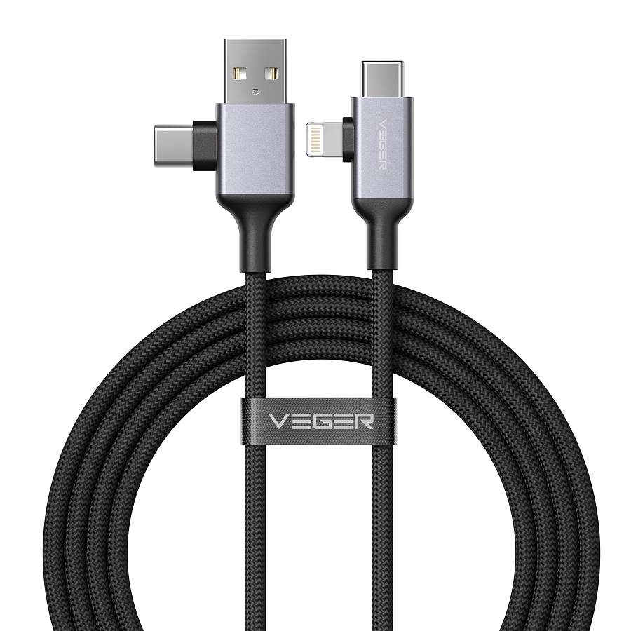 VEGER V313 4-in-1 Fast Charging Cable USB-A / Type-C to Type-C / Lightning PD Universal Cord (60W Max)