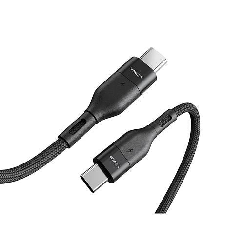 Veger CC01 - Braided USB 2.0  60W Cable USB-C male - USB-C male Μαύρο 1.2m