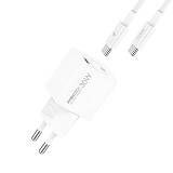 RECCI RC77ECC - 30WGaN Fast Charging USB-C Output Port + C TO C CABLE 100CM |QC3.0 - White