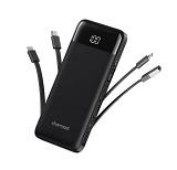 Charmast W1148 Power Bank 10000mAh PD20W with built-in cables Micro USB / Type C / Lightning 5V3A  black
